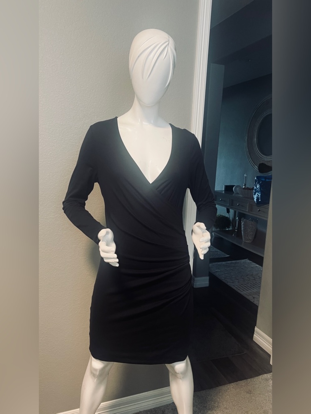 Athleta Black Wilder Long Sleeve Faux Wrap Dress - Size S